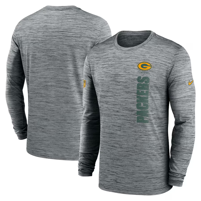 Men's Green Bay Packers Gray 2024 Sideline Team Velocity Performance Long Sleeve T-Shirt